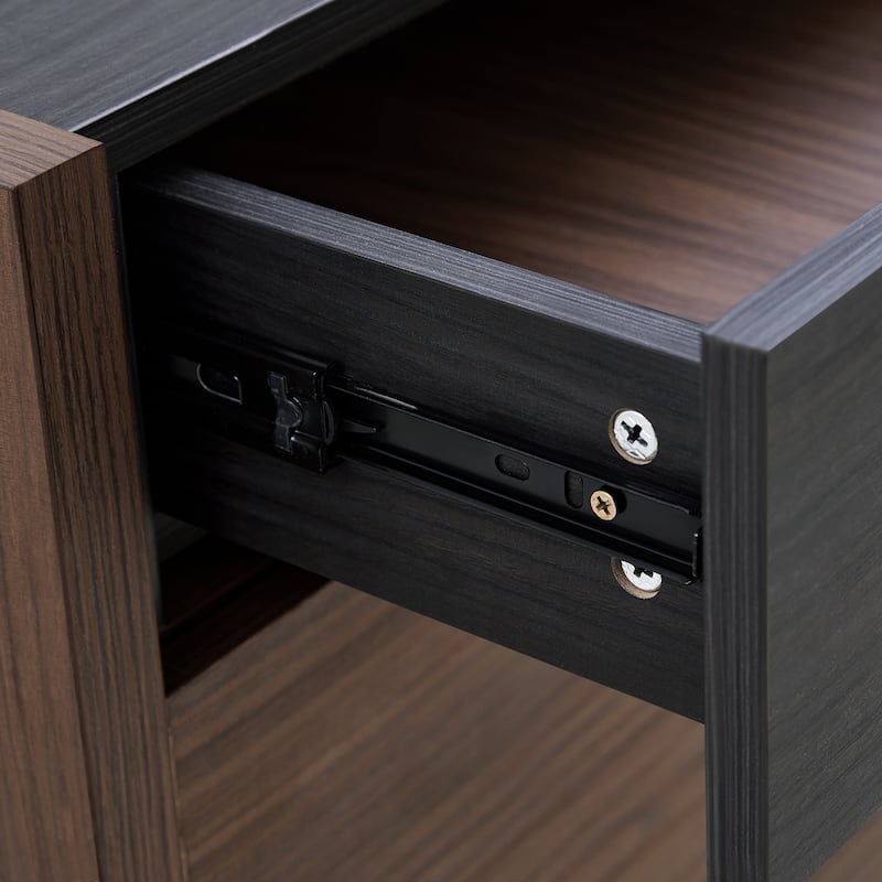 Roomfitters 32.5''-58.8'' Storage Cabinet, Multifunctional Buffet Sideboard Cabinet with Shelves for Living Room, Black & Walnut