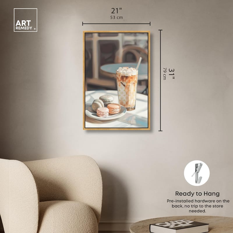 Glam Iced Coffee and Macarons Canvas by Art Remedy