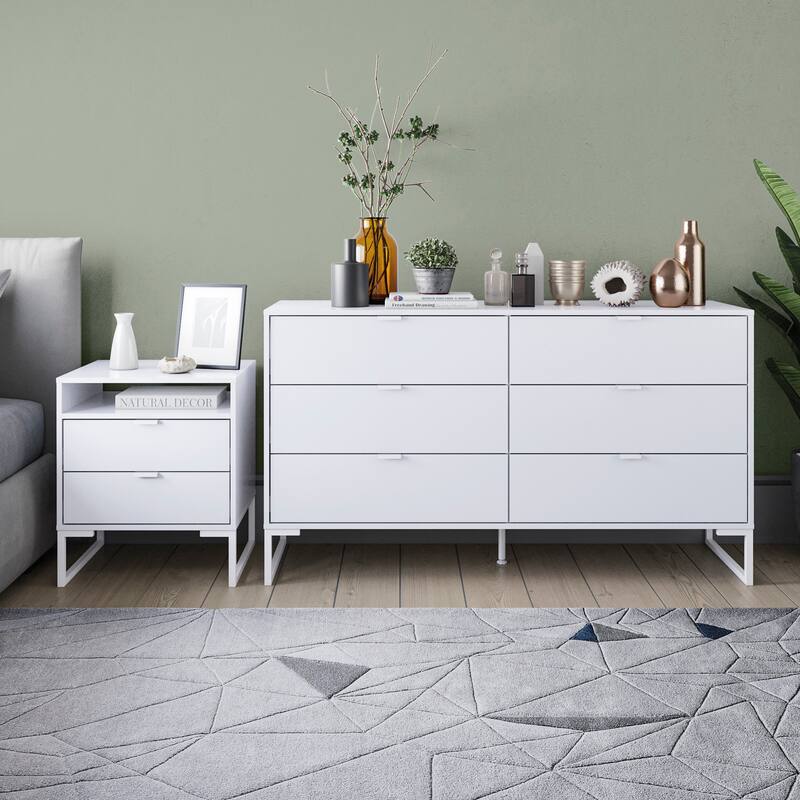 Kappesberg New Collins 2-Piece Bedroom Set, 6-Drawer Dresser & One (1) 2-Drawer Nightstand