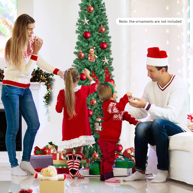 Gymax 8 FT Fiber Optic Artificial Christmas Tree Slim Pencil Xmas Tree
