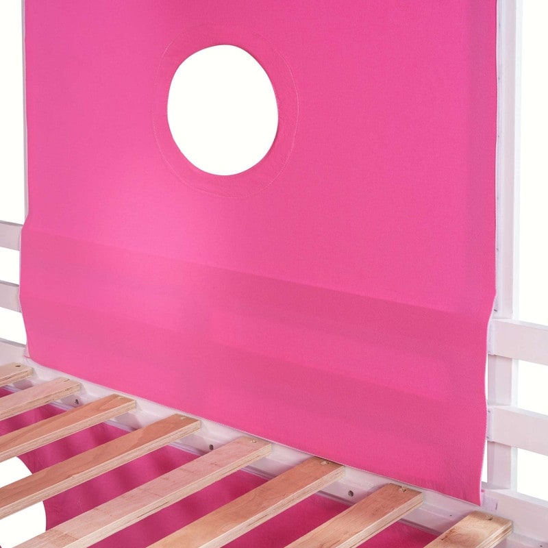 Bunk Bed with Slide Tent and Tower Pink Full over Full