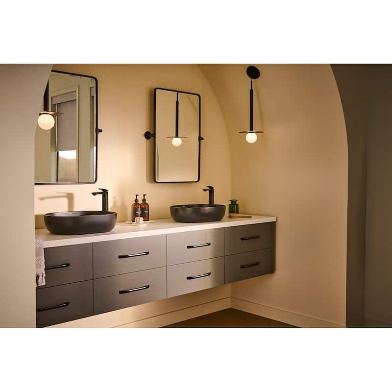 Ruvati 19-inch Matte Black epiStone Solid Surface Modern Bathroom Vessel Sink - RVB2119BK - 18-7/8" x 14-5/8"