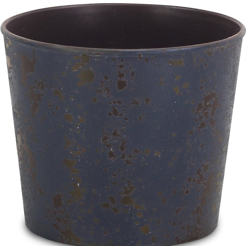 HomeRoots 6" Blue Recycled Plastic Indoor Outdoor Round Pot Planter