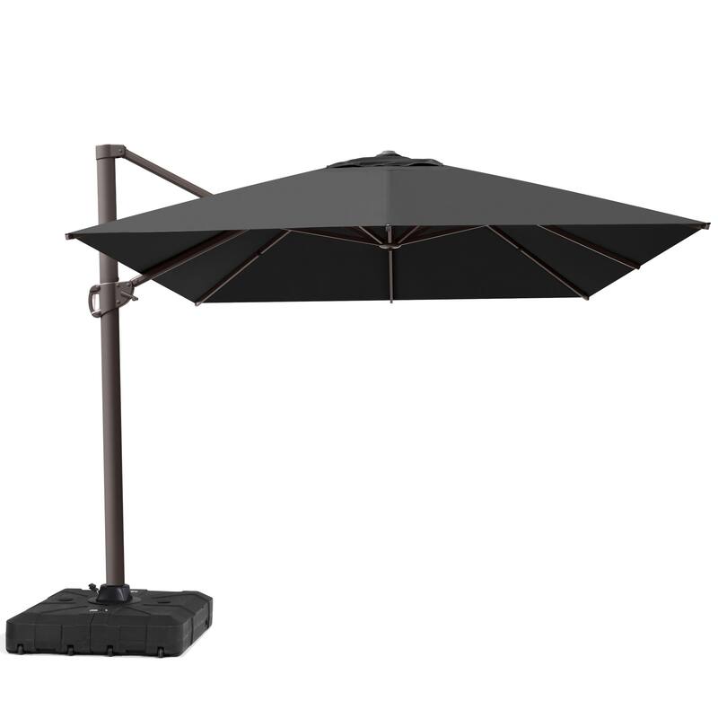 Outdoor 10 x 13 FT Shade Canopy Patio Cantilever Offset Umbrella with Base - Black