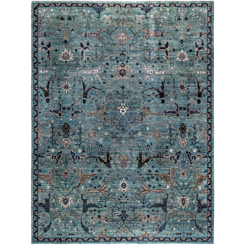 Serapi One-of-a-Kind Hand-Knotted Area Rug - Green - 9' 0" x 12' 0"