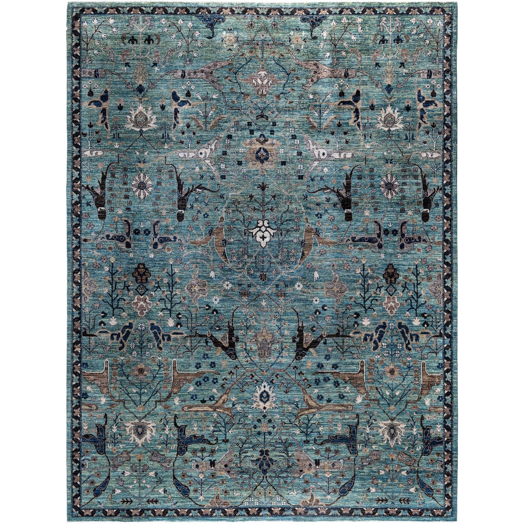 Serapi One-of-a-Kind Hand-Knotted Area Rug - Green - 9' 0" x 12' 0"