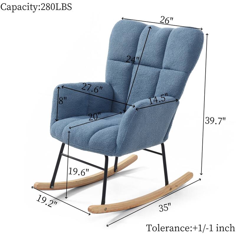 Polyester Rocking Chair with High Backrest and Padded Seat