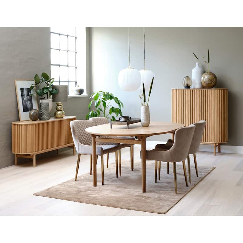 Rye Studio Mid-Century Modern Rounded Sliding Door Sideboard 63"W, Natural - 18"W x 63"L x 29"H