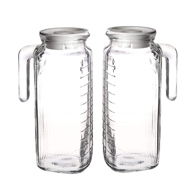 Bormioli Rocco Set of 2 Gelo Jugs - White Lid