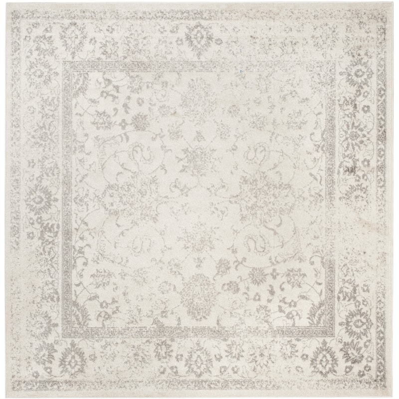 SAFAVIEH Adirondack Dakota Rustic Shabby Chic Distressed Rug - 8' x 8' Square - Ivory/Silver