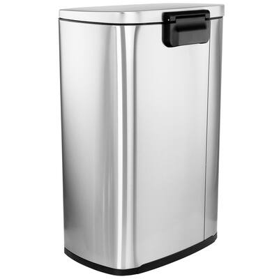 Elama 50 Liter/13 Gallon Rectangular Stainless Steel Step Trash Bin with Slow Close Mechanism