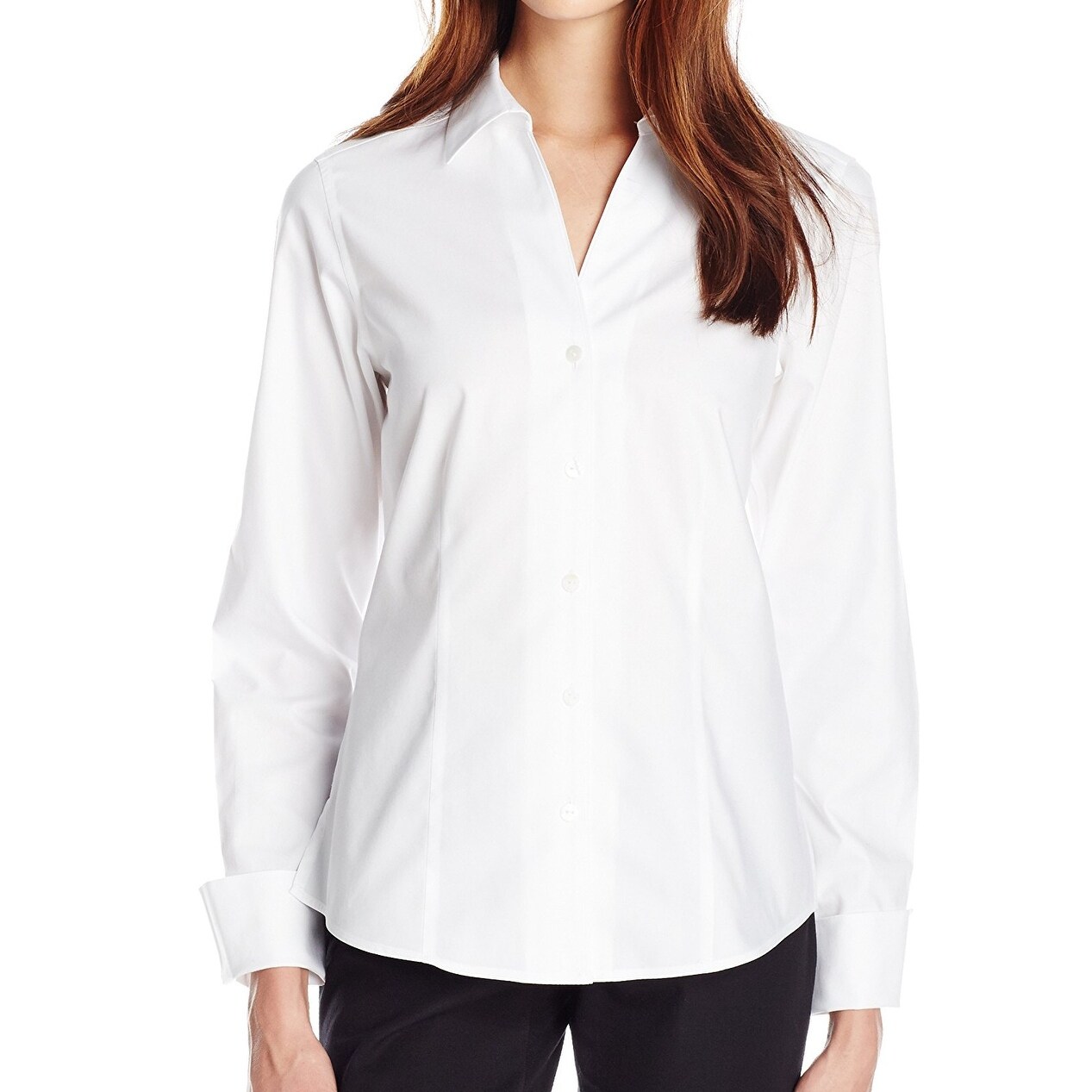 white v neck dress shirt