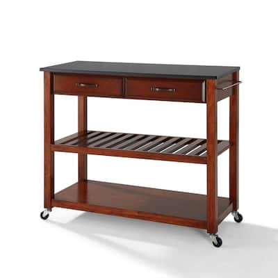 Kitchen Cart with Wine Storage - Portable Prep Station - Tiered Shelves - 18x42x36 Inch Modern Storage Cart