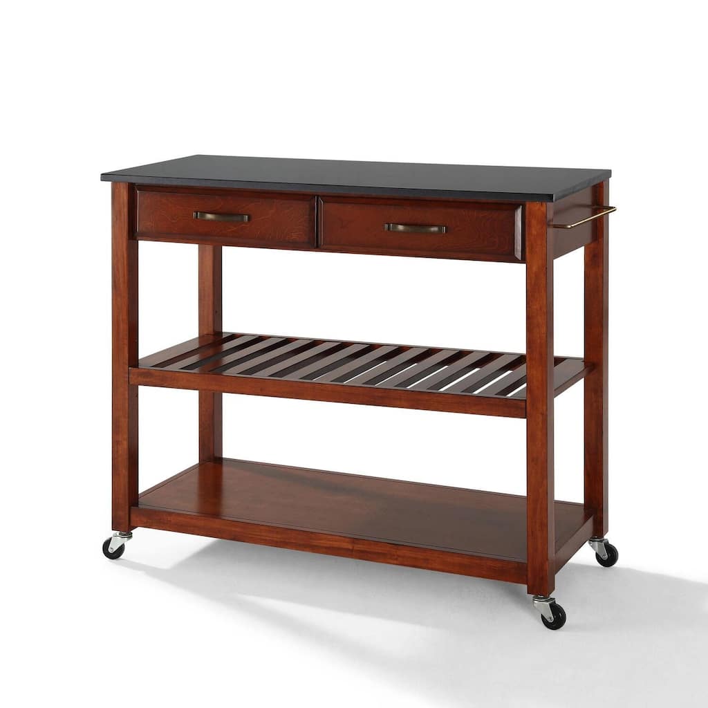 Kitchen Cart with Wine Storage - Portable Prep Station - Tiered Shelves - 18x42x36 Inch Modern Storage Cart
