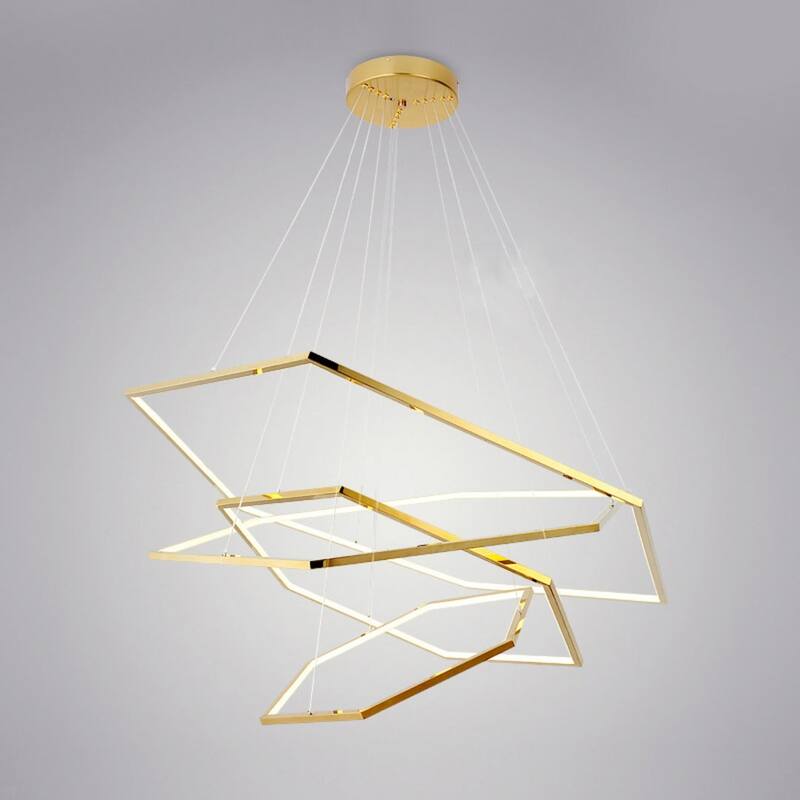 Luxury LED Gold Chandelier 31 in Wide Multi Light Pendant