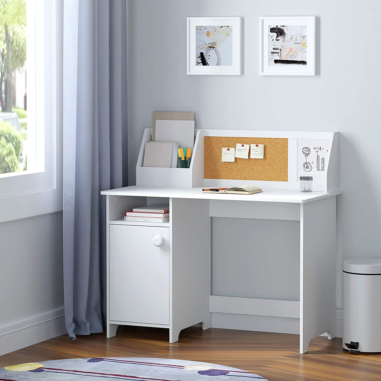 White study table with storage deals