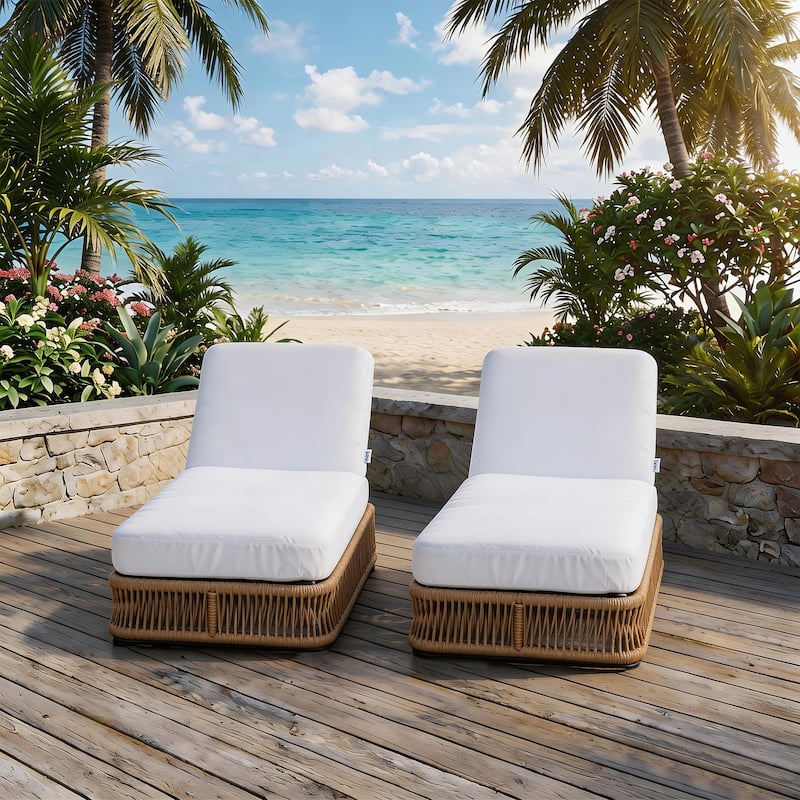 2-Piece Adjustable Backrest Outdoor Chaise Lounge Chair Patio Pool Lounger