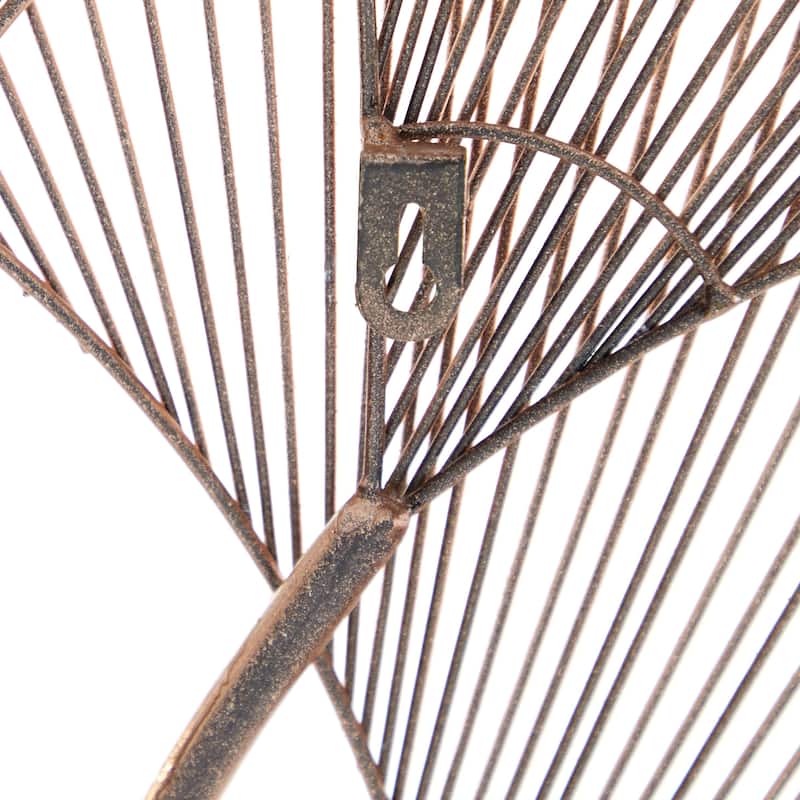 Metal Floral Wire Cutout Ginkgo Leaf Home Wall Decor - Copper or Gold- Roche River Decor
