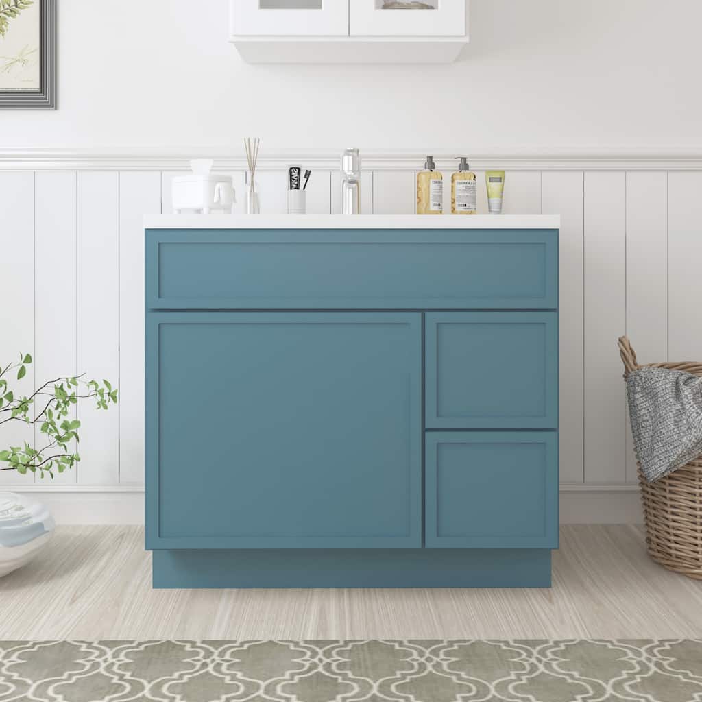Vanity Art 36" Freestanding Single Base 2 Drawers Storage Cabinet with Soft Close Door