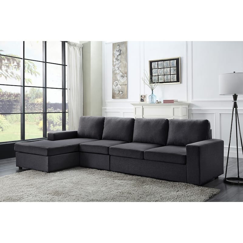 Linen Sofa with Reversible Chaise