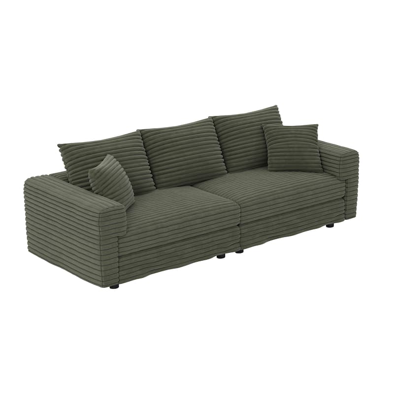 82.7" Plush Corduroy 3-Seat Sofa, Modern Comfy Upholstered Sofa Cloud Couch,Deep Seat Couches with Soft Pillows