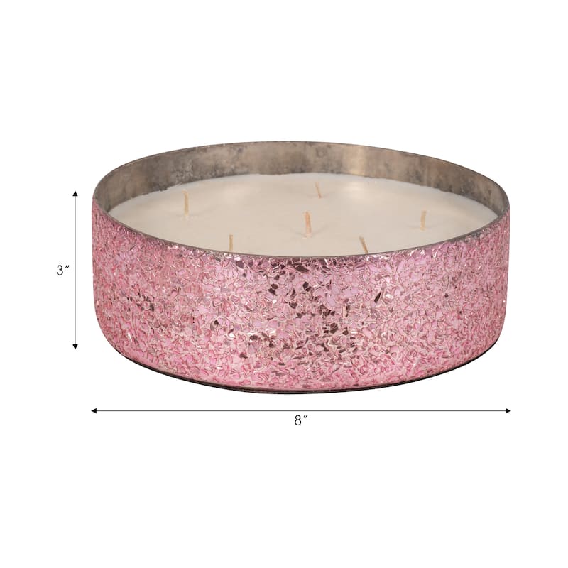 Sagebrook Home Glass, 8" 49 Oz Crackled Bowl Scented Candle, 3"H - 8" x 8" x 3"