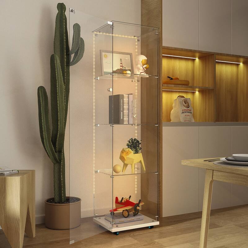 Versatile Tempered Glass Cabinet with Advanced Features for Various Spaces - White
