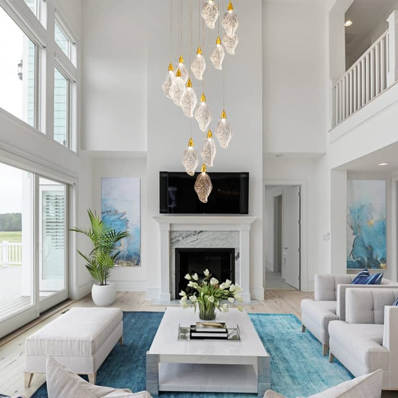 KAYLA D31.5" 18-Light Modern Chandelier, Bionic Leaf Chandelier
