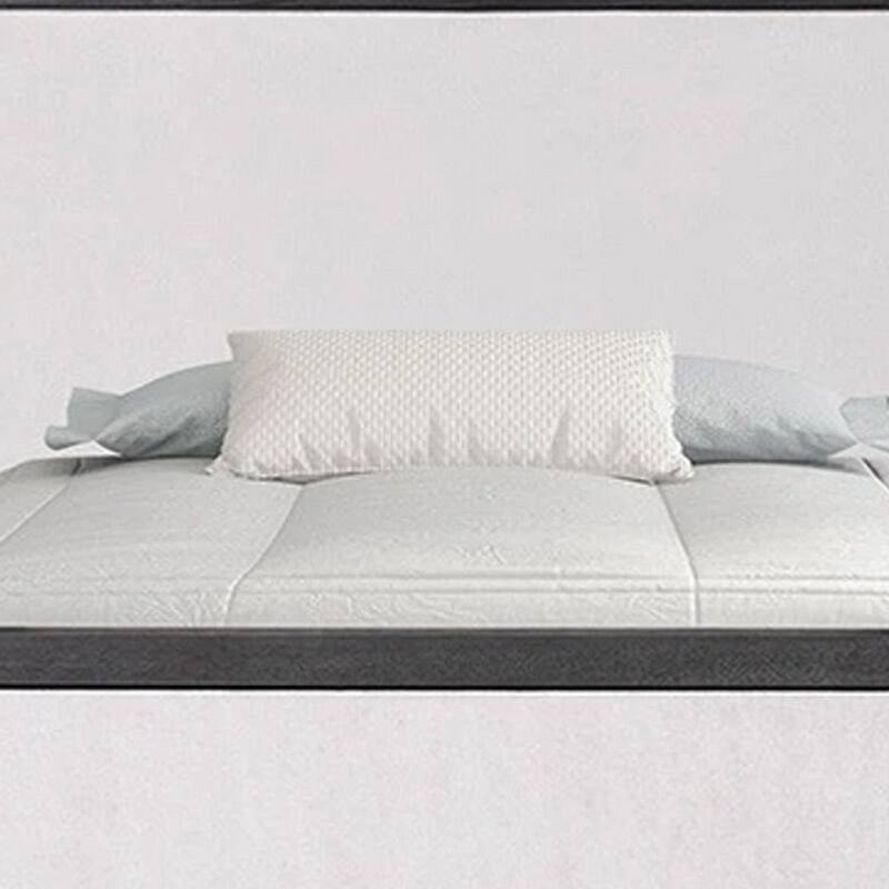 Kizie Queen Size Bed, Modern Upholstered Black and White Solid Wood