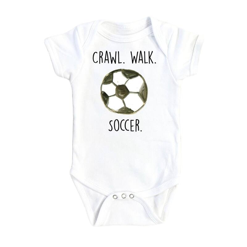 Soccer Crawl Walk - Baby Boy Girl Clothes Infant Bodysuit Funny Cute Newborn - Natural - Newborn