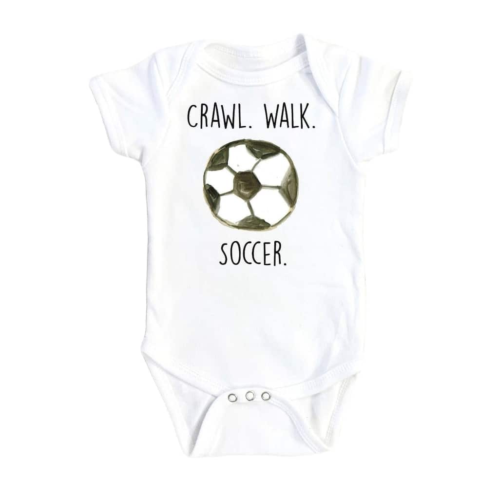 Soccer Crawl Walk - Baby Boy Girl Clothes Infant Bodysuit Funny Cute Newborn
