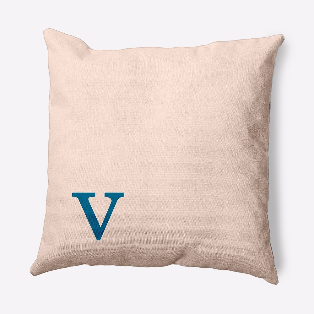 Modern Monogram Indoor/Outdoor Throw Pillow-V