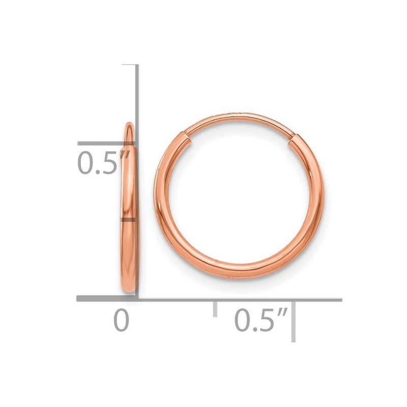 Curata 14k Rose Gold Polished Endless Hoop Earrings - 14x14mm
