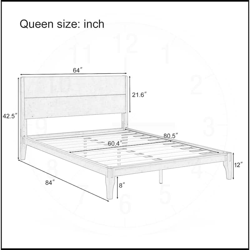 12 Inch Bamboo Wood Platform Bed with Wood Slat Metal Support