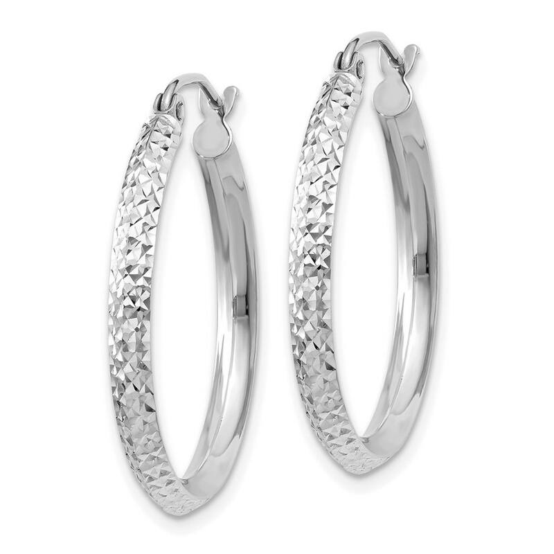 Curata 14k White Gold Knife Edge Sparkle Cut 2.5x25mm Hoop Earrings - 25mm long 2.5mm Thick Jewelry Gi