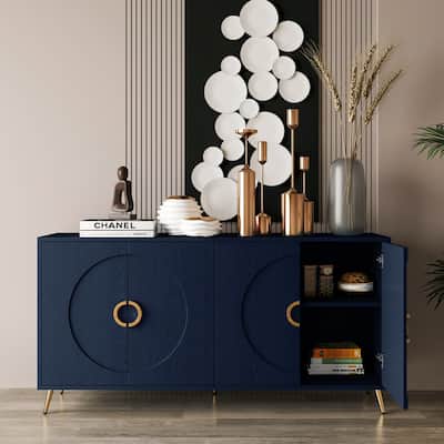 Navy Blue Storage Cabinet Sideboard Buffet Cabinet TV Console Table
