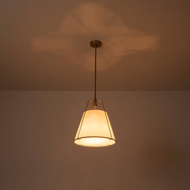 Mid Century 4-Light Conical Fabric Shade Lantern Pendant Ambient Light