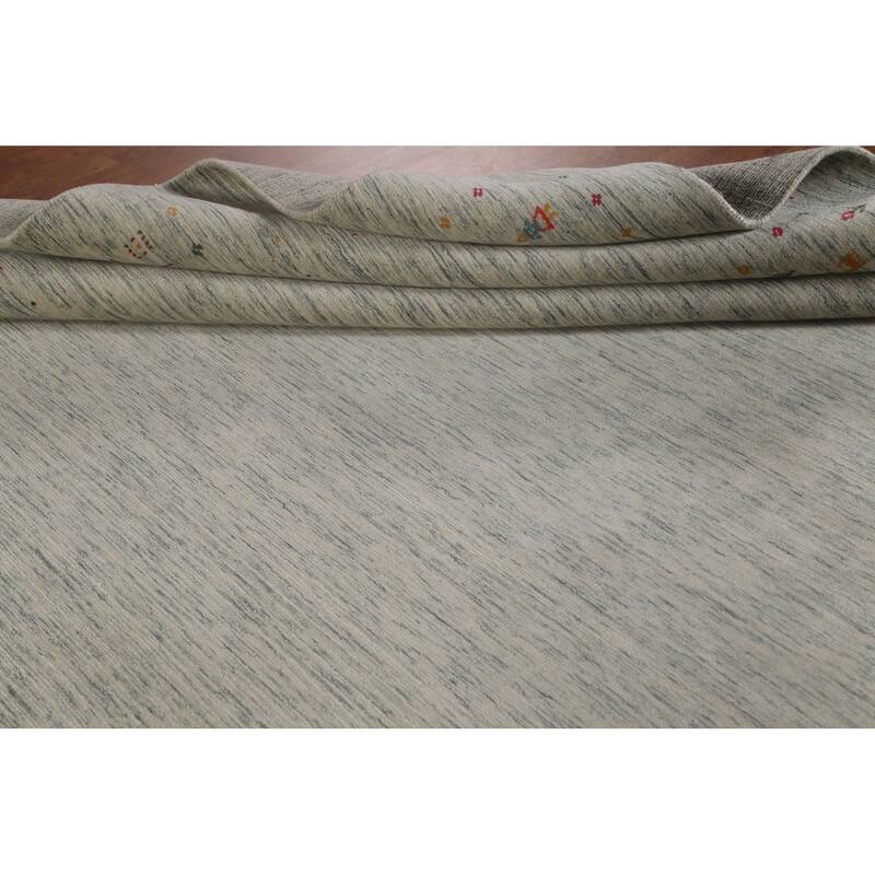 Ivory Tribal Gabbeh Indian Area Rug Handmade Wool Carpet - 9'0"x 11'7"