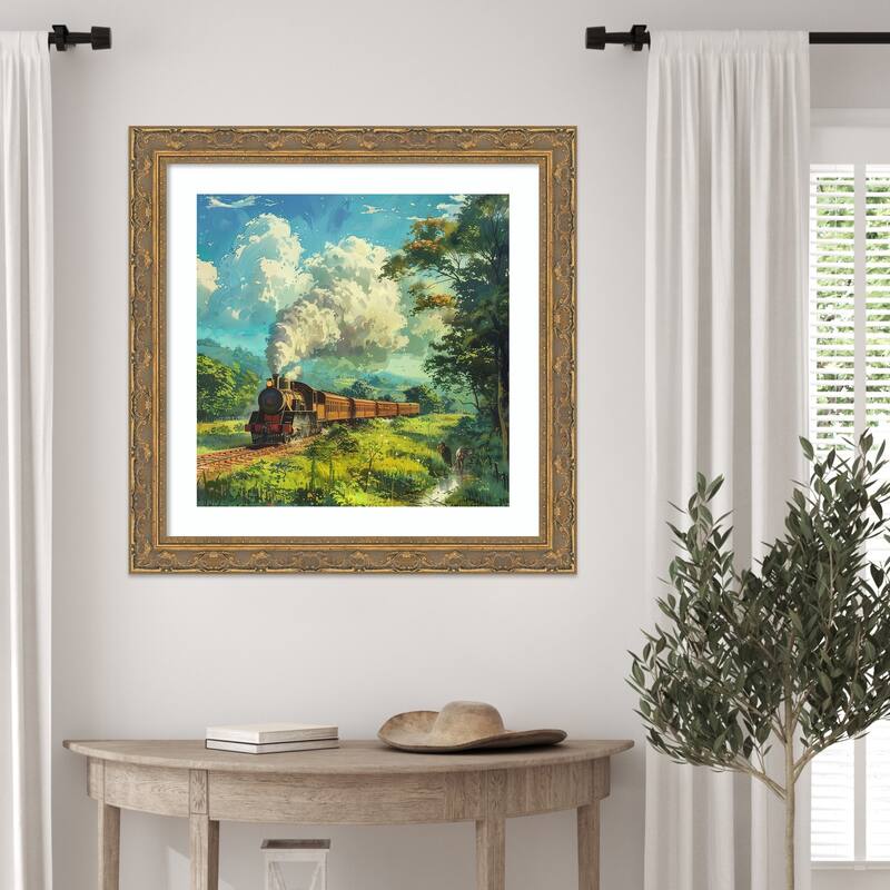 Train Steam Engine by Tradelink inhouse artist Wood Framed Wall Art Print