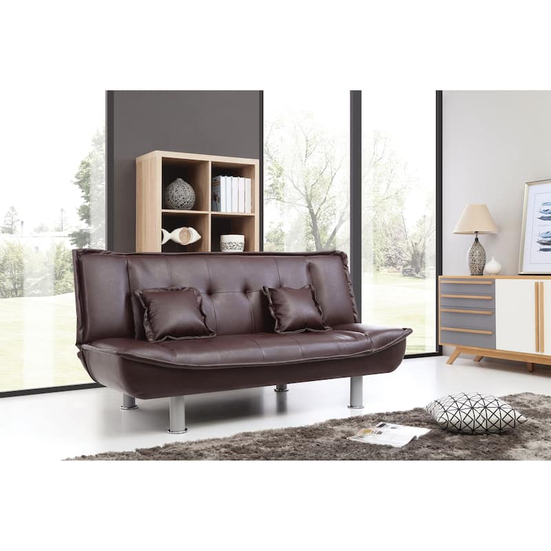 Lionel Faux Leather Sofa Bed - Burgundy
