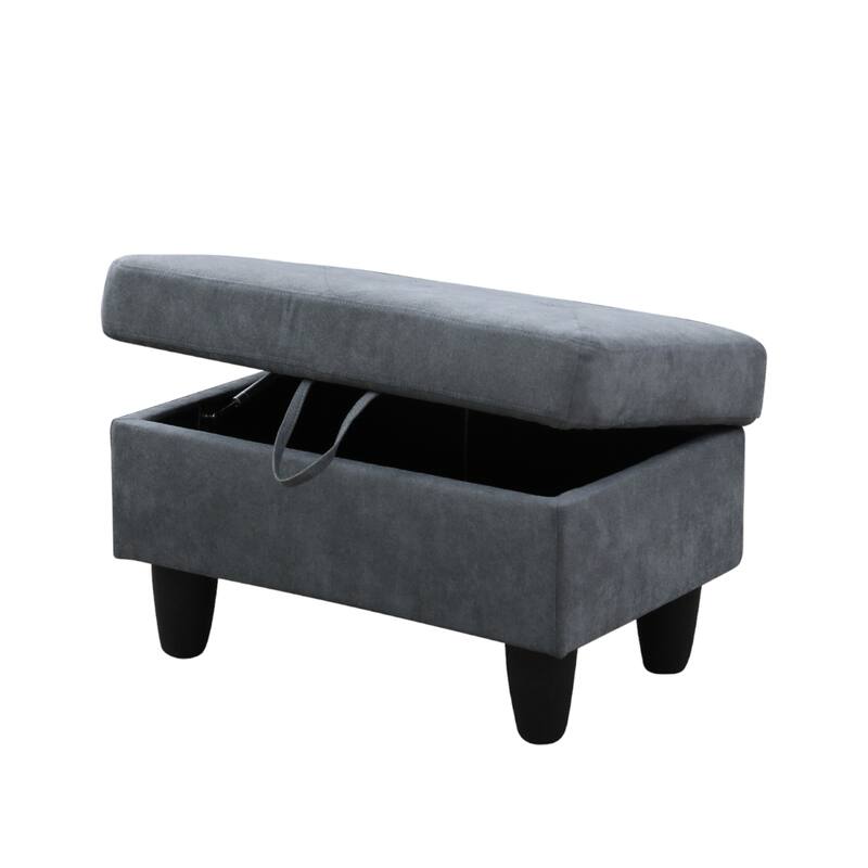 KISRAIS 28.5" Wide Upholstered Storage Ottoman