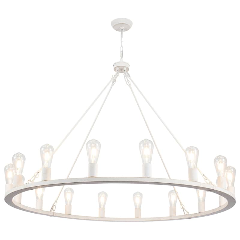 16-Light Farmhouse Chandelier , 47.24 In Wagon Wheel Chandelier for Dining Room Living Room Bedroom Kitchen