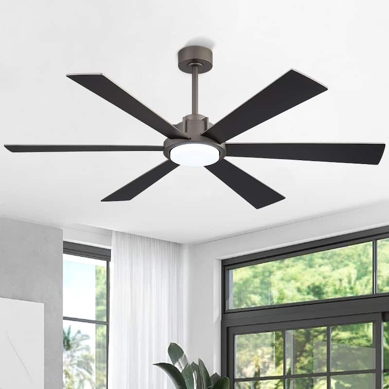 MLiAN Ceiling Fan 60inch Playwood Blades Remote Control 6-Speed DC with Integrated LED - 60''