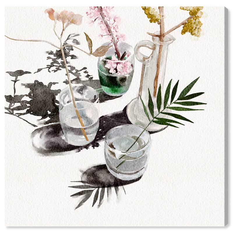 Wynwood Studio Canvas Floral and Botanical Plant Vase Variety II White and Modern & Contemporary Wall Art Canvas Print
