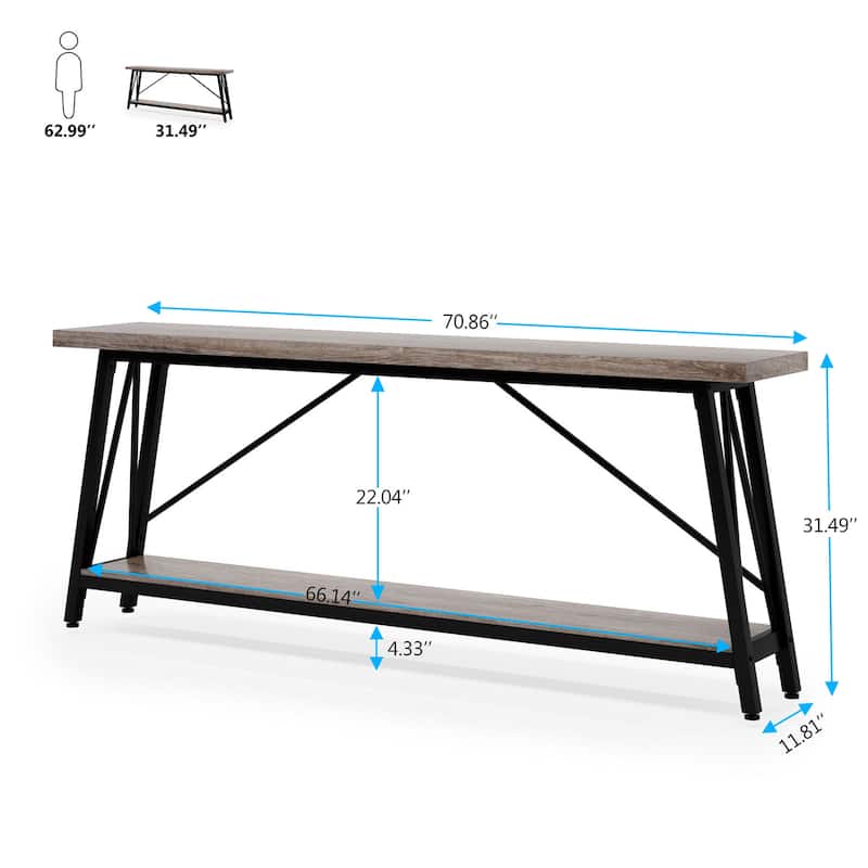 Industrial Wood Console Sofa Table for Entryway Hallway