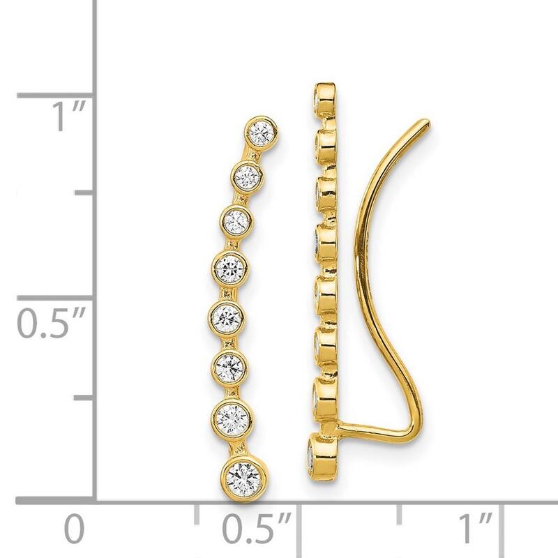Curata 14k CZ Cubic Zirconia Ear Climber Earrings - 24.32x3.49mm Wide