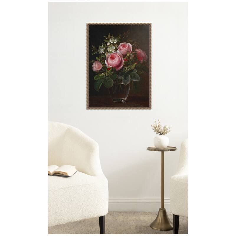 Kate and Laurel Roses and Tree by Nostalgia Prints Framed Canvas Wall Art Print