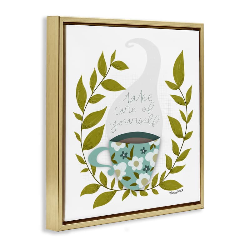 Stupell Take Care with Relaxing Coffee Framed Floater Canvas Wall Art Design By Mandy Ford Art + Illustration
