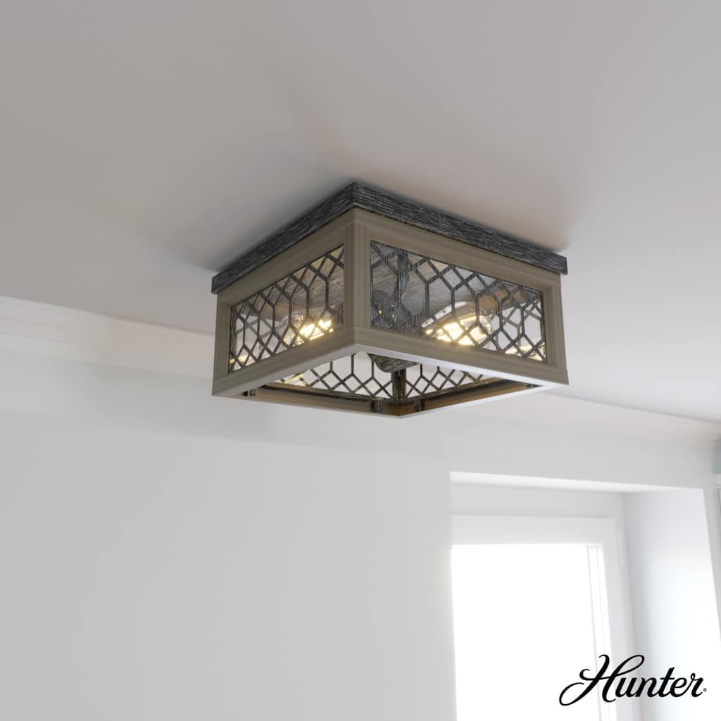 Hunter Chevron 2 or 4 Light Flush Mount Ceiling Light - Farmhouse, Transitional, Rustic, Lattice