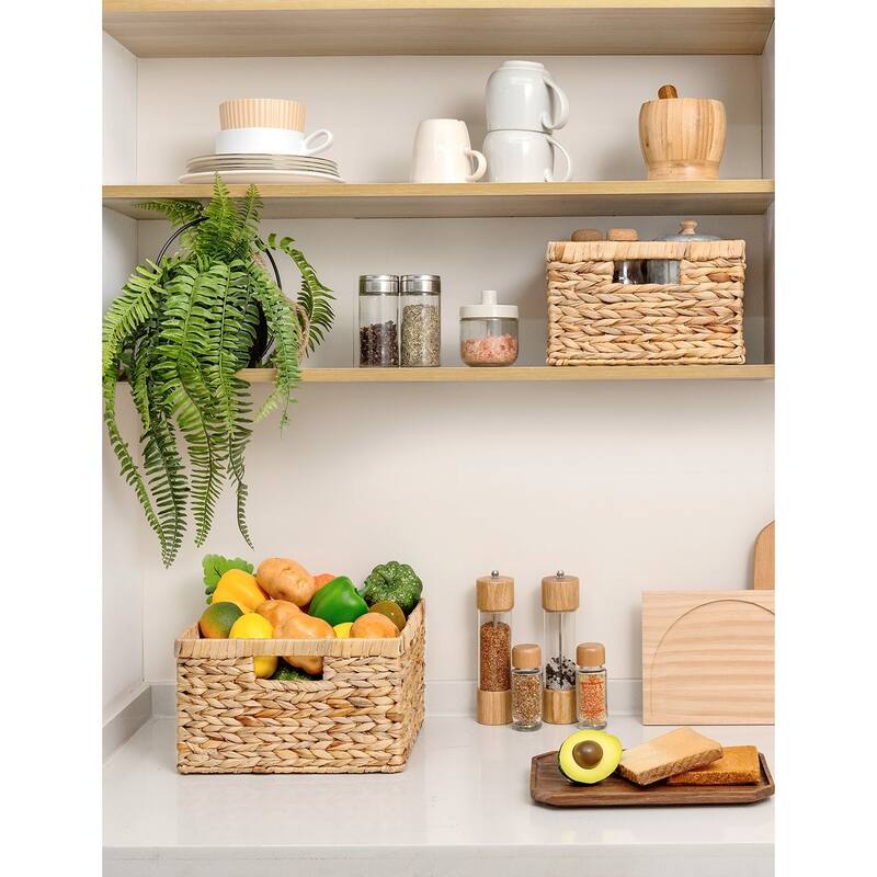 Wicker Storage Basket Set of 2 for Organizing and Decorative - 12"D x 12"L x 7"H